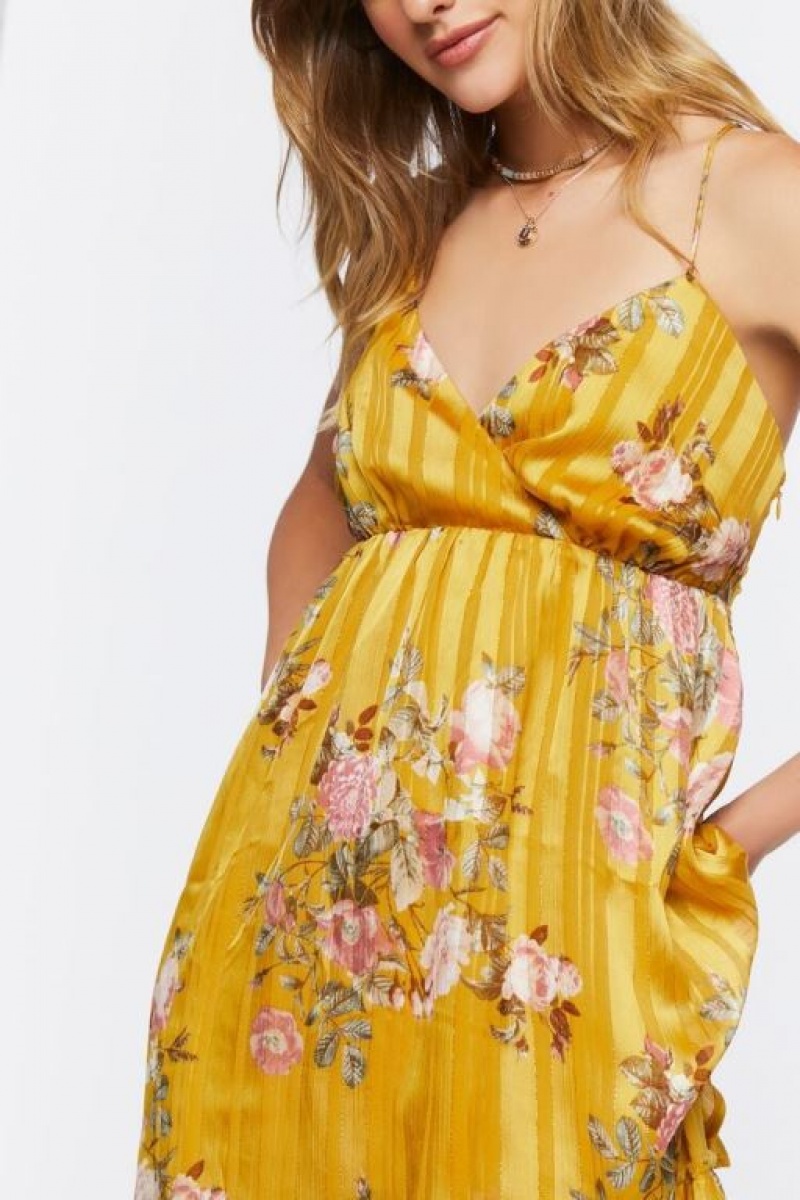 Vestido Forever 21 Floral Jacquard Maxi Mujer Amarillo Multicolor | Du48SBlsnsT