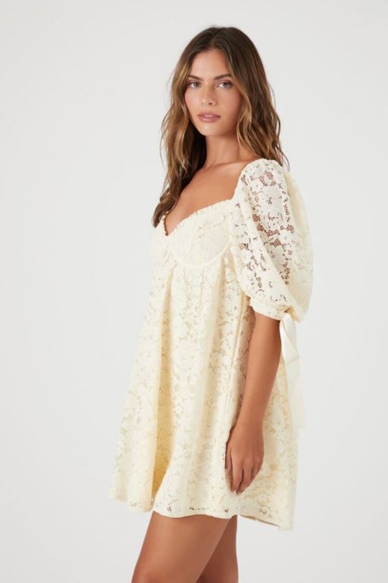 Vestido Forever 21 Floral Lace Babydoll Mini Mujer Blancas | YdKCvd0iUUt