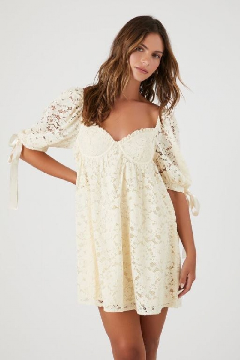 Vestido Forever 21 Floral Lace Babydoll Mini Mujer Blancas | YdKCvd0iUUt