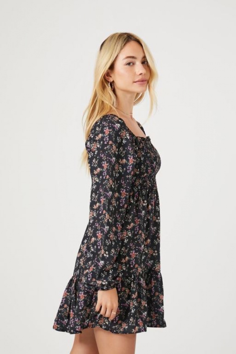 Vestido Forever 21 Floral Paisley Print Mini Mujer Negras Multicolor | PpQtZyQZNOn