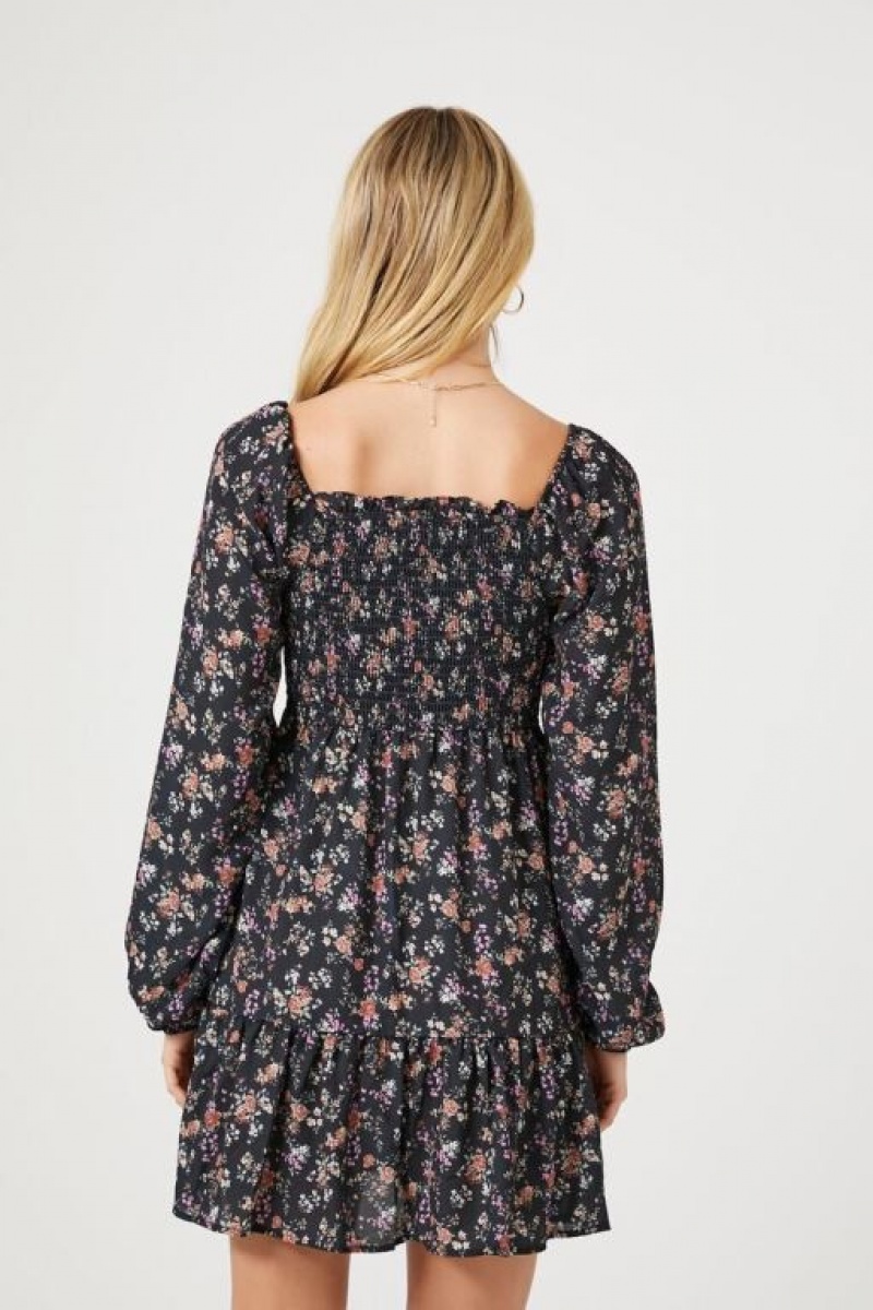 Vestido Forever 21 Floral Paisley Print Mini Mujer Negras Multicolor | PpQtZyQZNOn