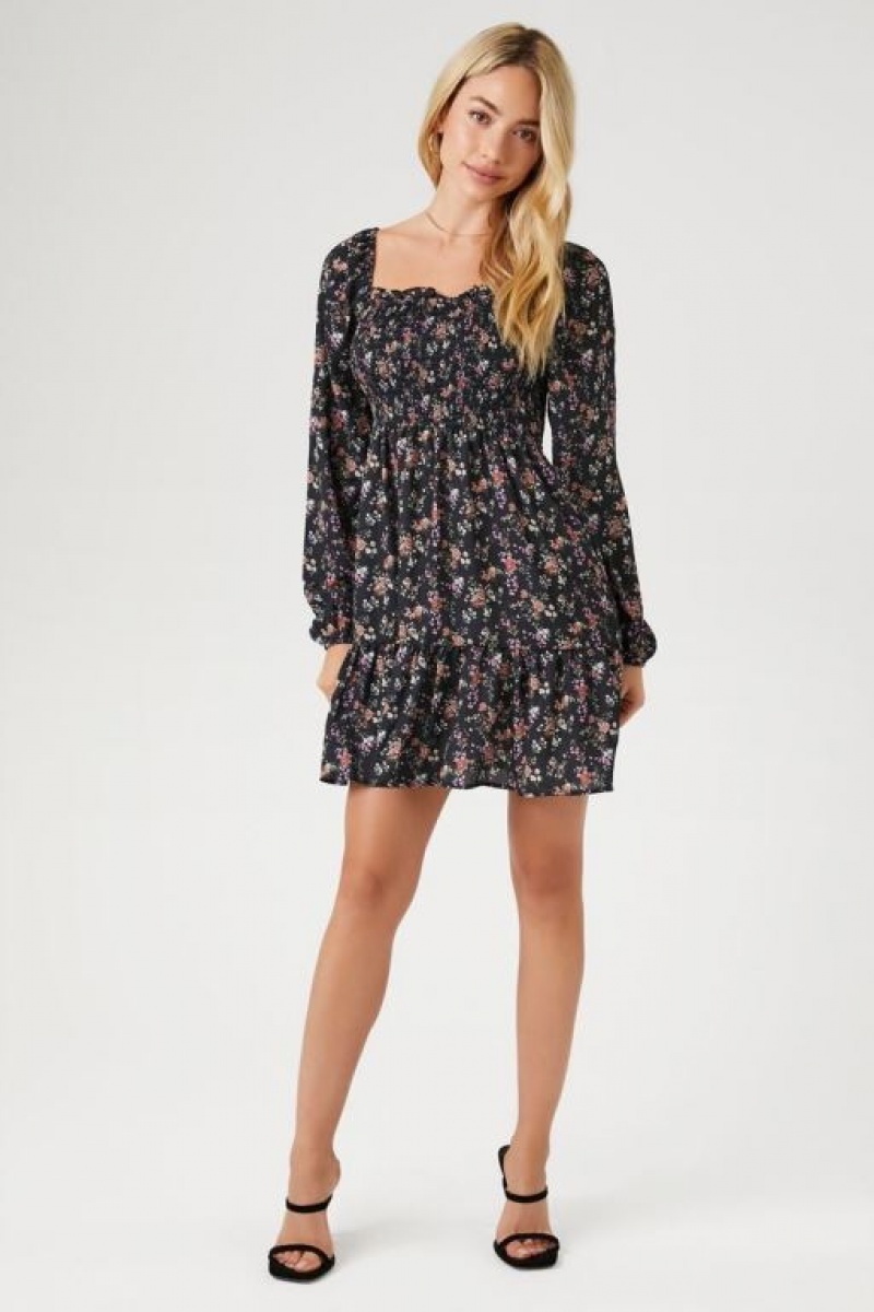 Vestido Forever 21 Floral Paisley Print Mini Mujer Negras Multicolor | PpQtZyQZNOn