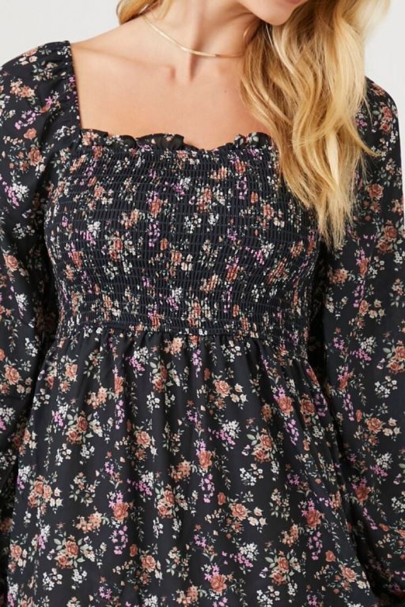 Vestido Forever 21 Floral Paisley Print Mini Mujer Negras Multicolor | PpQtZyQZNOn