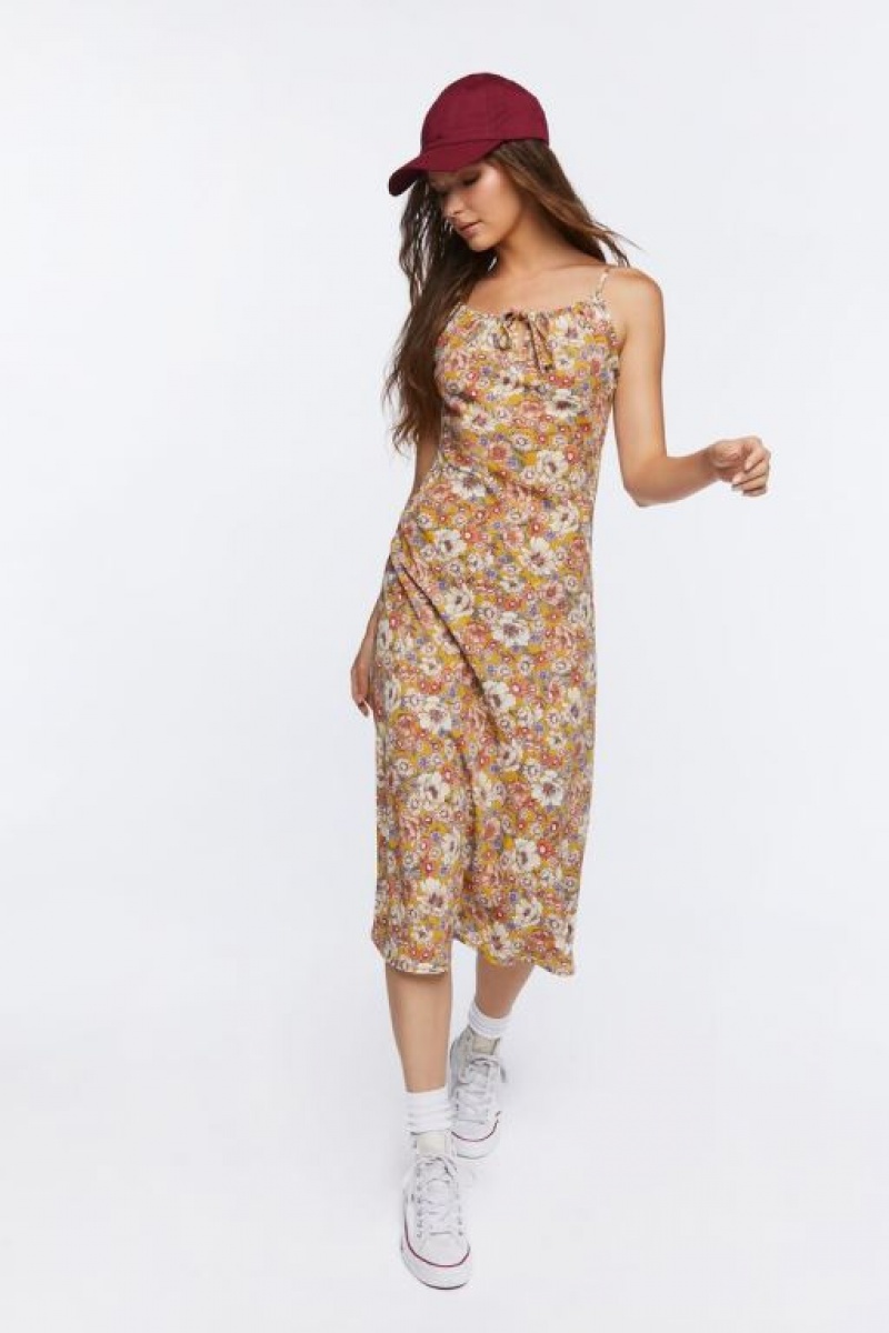 Vestido Forever 21 Floral Print Cami Midi Mujer Amarillo Multicolor | JeoLVB53srB