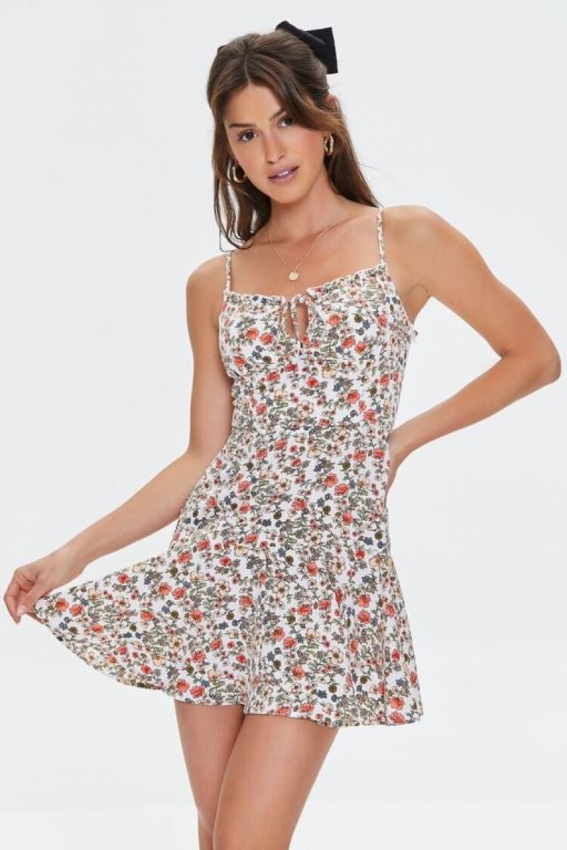 Vestido Forever 21 Floral Print Cami Mini Mujer Blancas Multicolor | lLJin2usbVR