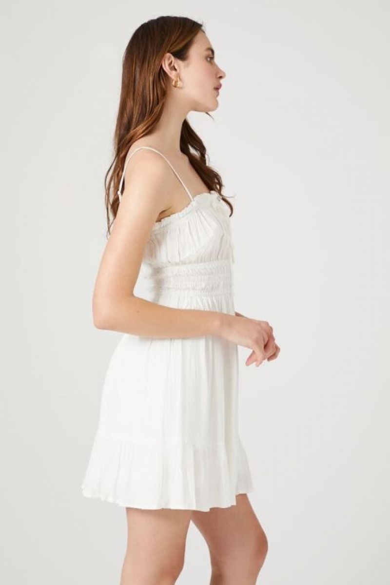 Vestido Forever 21 Flounce Cami Mini Mujer Blancas | Q7anzbFIlyr