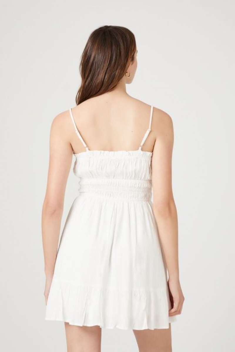 Vestido Forever 21 Flounce Cami Mini Mujer Blancas | Q7anzbFIlyr