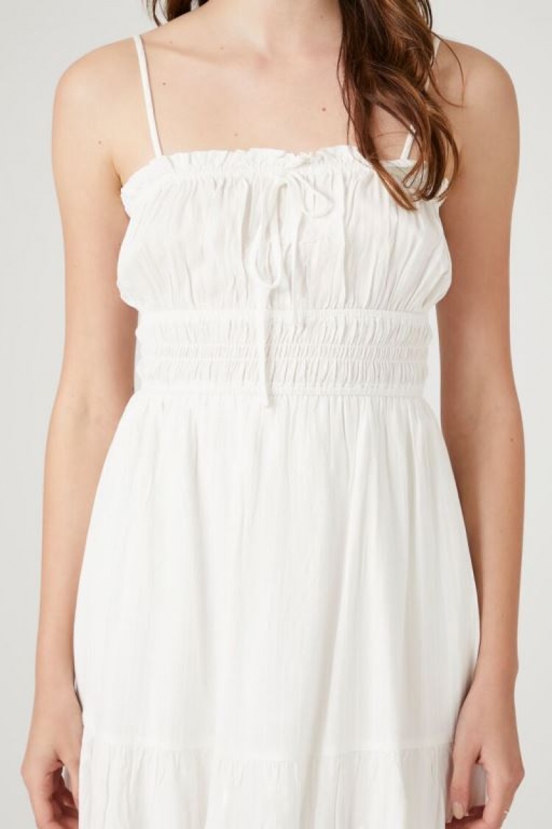 Vestido Forever 21 Flounce Cami Mini Mujer Blancas | Q7anzbFIlyr