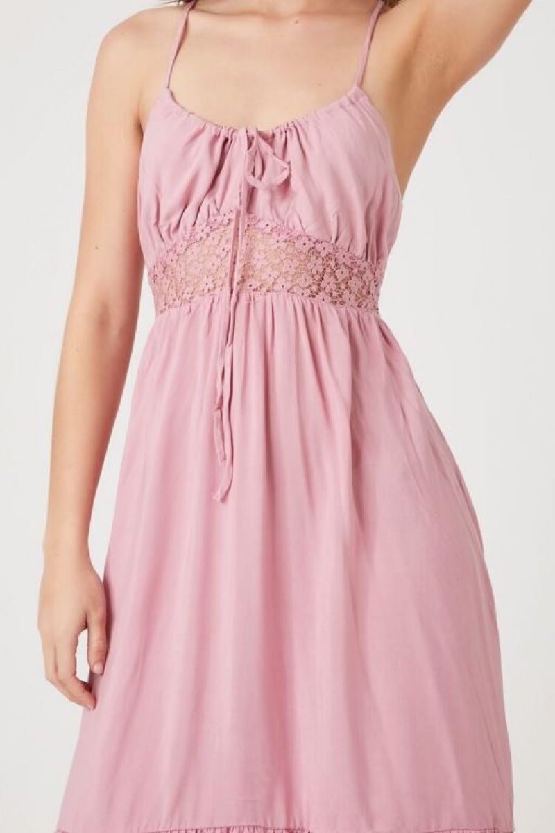 Vestido Forever 21 Flounce Crisscross Midi Mujer Rosas | lsw3F2NLRfE