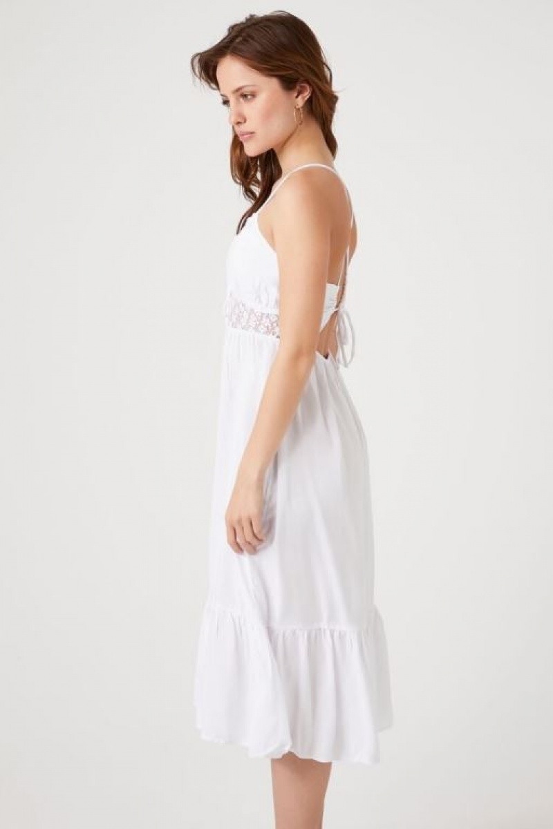 Vestido Forever 21 Flounce Crisscross Midi Mujer Blancas | hyy9fe9ok4b