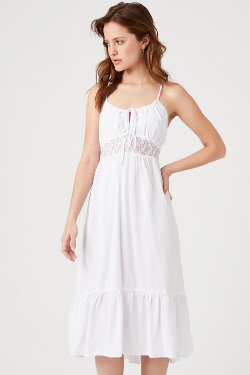 Vestido Forever 21 Flounce Crisscross Midi Mujer Blancas | hyy9fe9ok4b