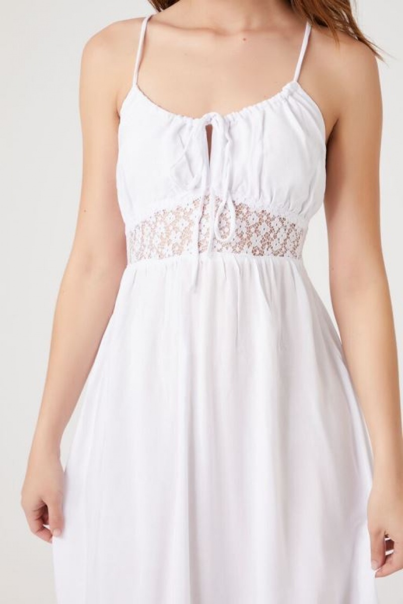 Vestido Forever 21 Flounce Crisscross Midi Mujer Blancas | hyy9fe9ok4b