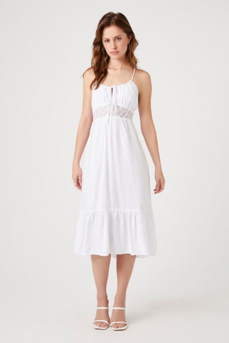 Vestido Forever 21 Flounce Crisscross Midi Mujer Blancas | hyy9fe9ok4b