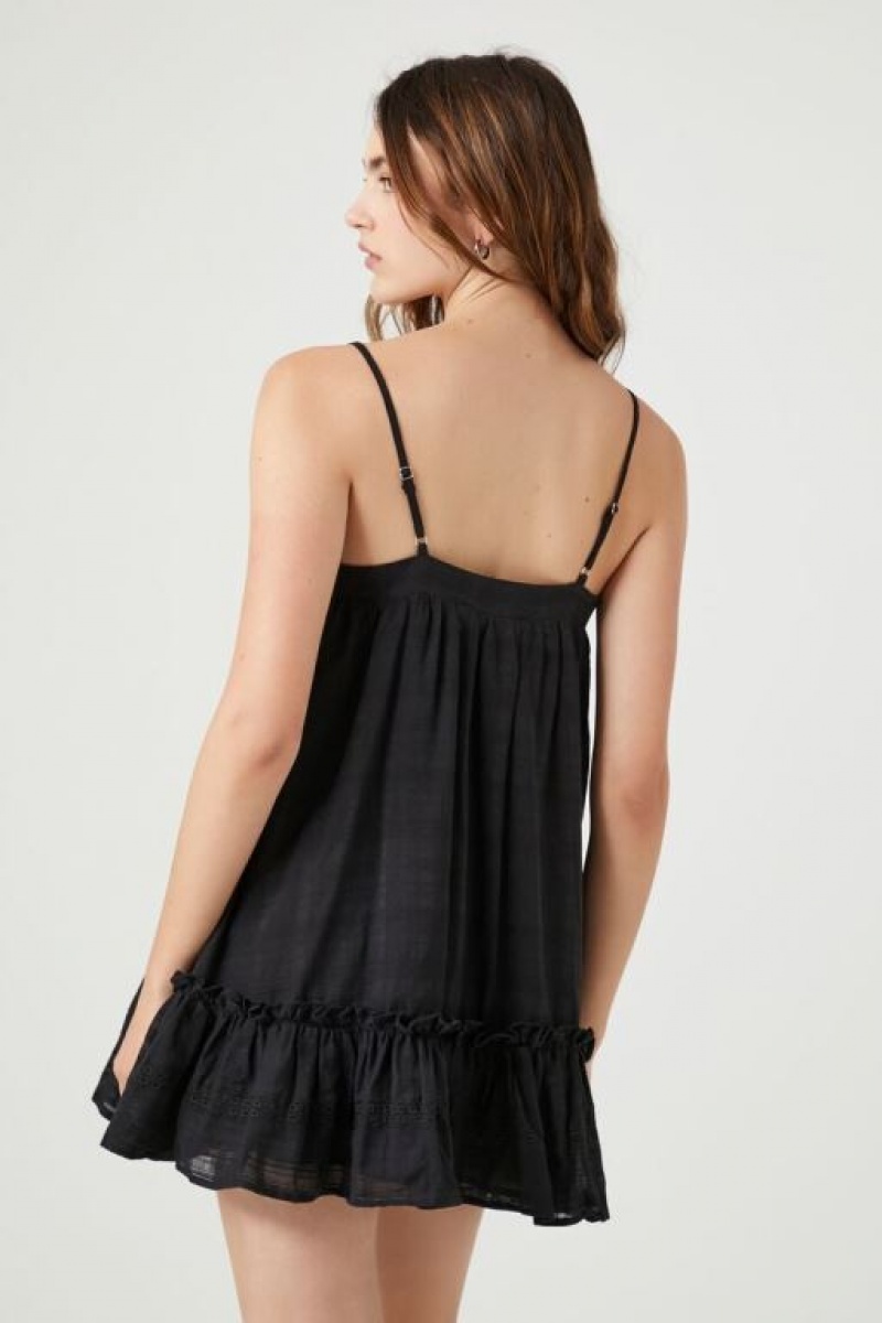 Vestido Forever 21 Flounce Hem Mini Shift Mujer Negras | rtnSpfkoc3J