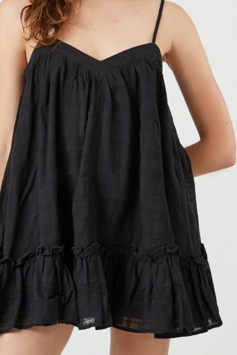 Vestido Forever 21 Flounce Hem Mini Shift Mujer Negras | rtnSpfkoc3J