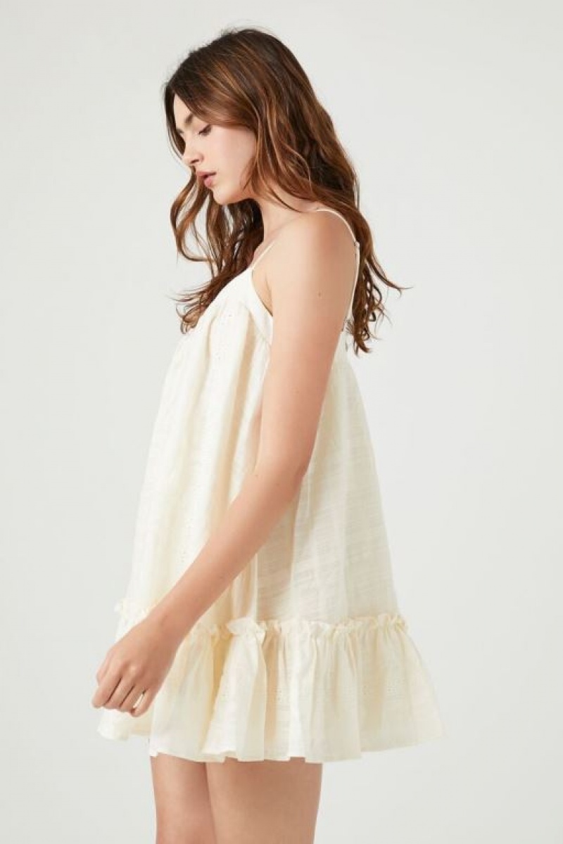 Vestido Forever 21 Flounce Hem Mini Shift Mujer Blancas | 6qiBp5LUhno