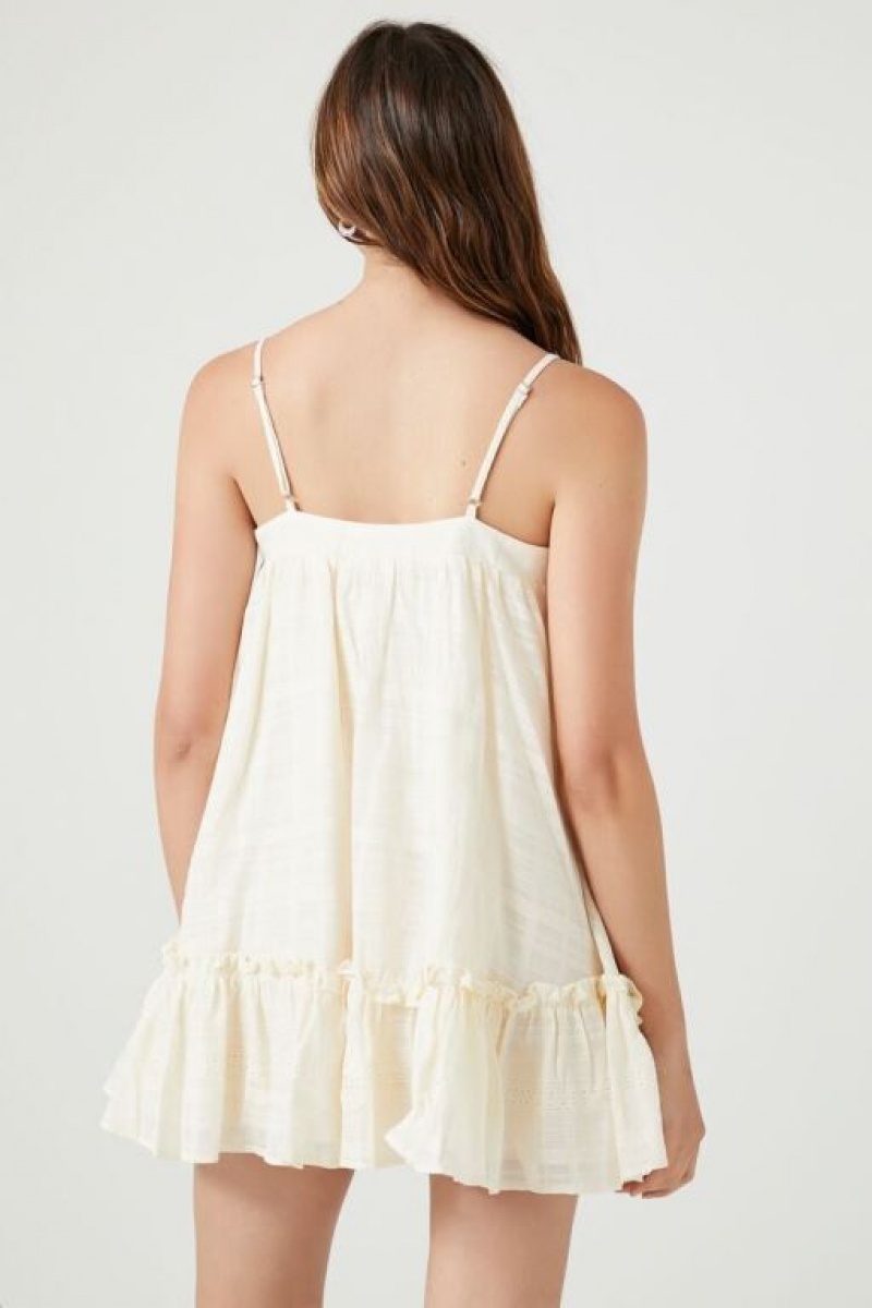 Vestido Forever 21 Flounce Hem Mini Shift Mujer Blancas | 6qiBp5LUhno