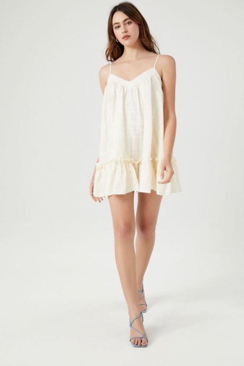 Vestido Forever 21 Flounce Hem Mini Shift Mujer Blancas | 6qiBp5LUhno