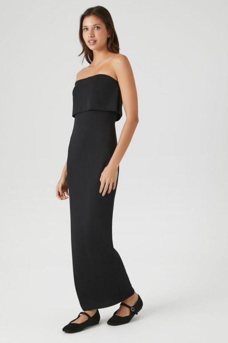 Vestido Forever 21 Flounce Midi Tube Mujer Negras | sYyM4XEeJdv