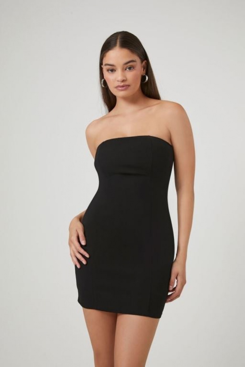 Vestido Forever 21 Foldover Tube Bodycon Mini Mujer Negras | cgtgeMZFCAX