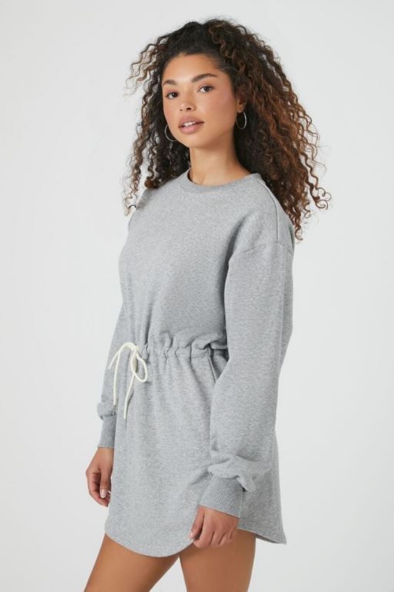 Vestido Forever 21 French Terry Drawstring Mini Mujer Gris | 41cHxQrxTrG