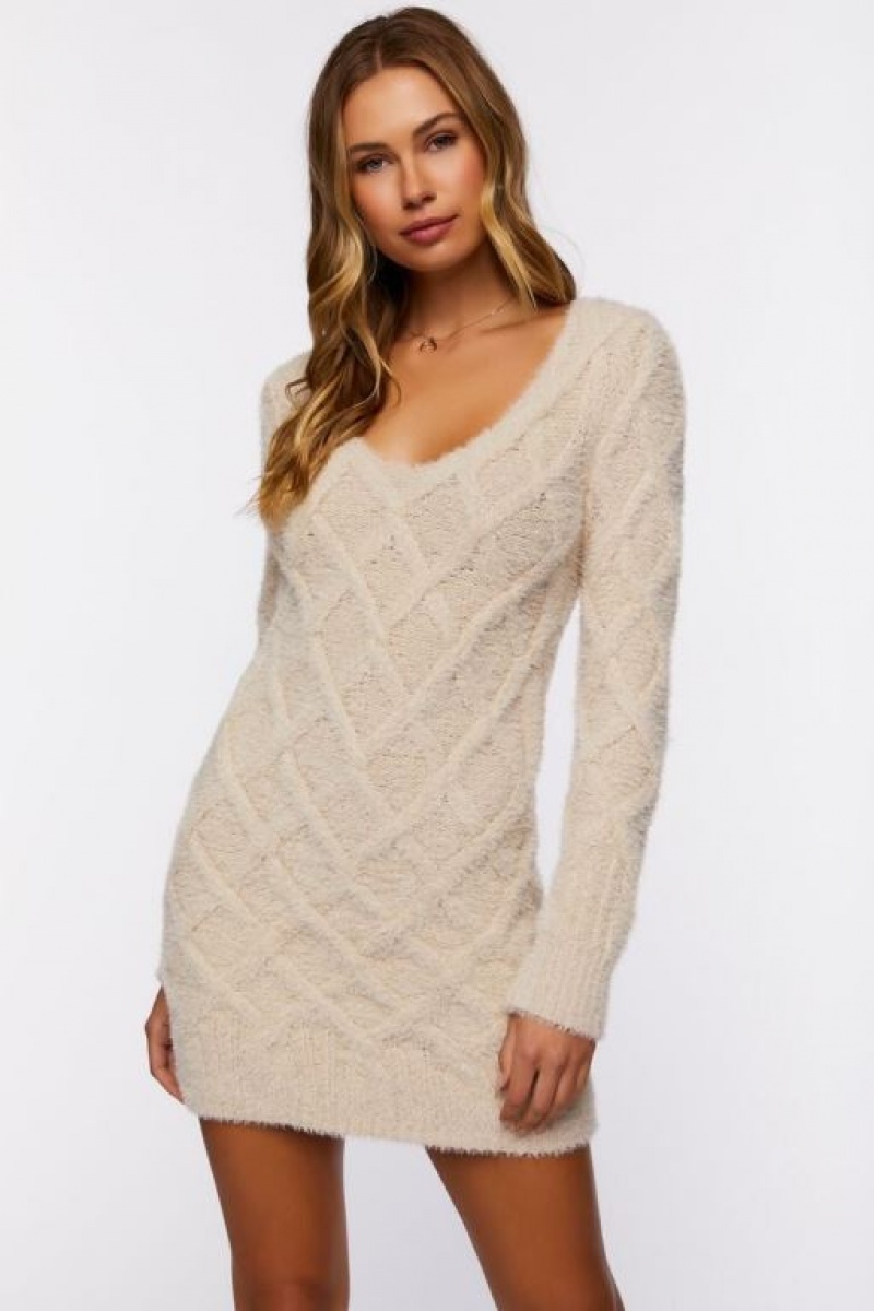 Vestido Forever 21 Fuzzy Knit Mini Mujer Gris Claro | QRR1m6v1jNJ