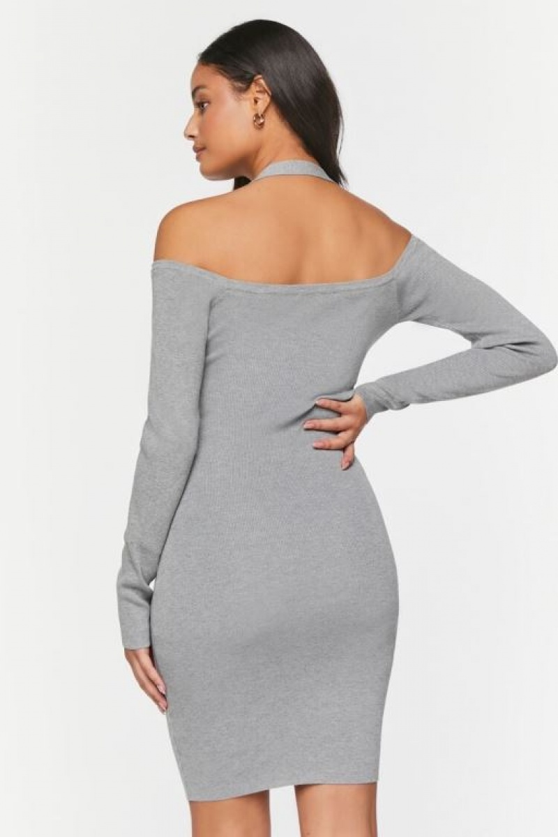 Vestido Forever 21 Gauze Surplice Halter Mini Mujer Gris | 5b2za5jKqqc