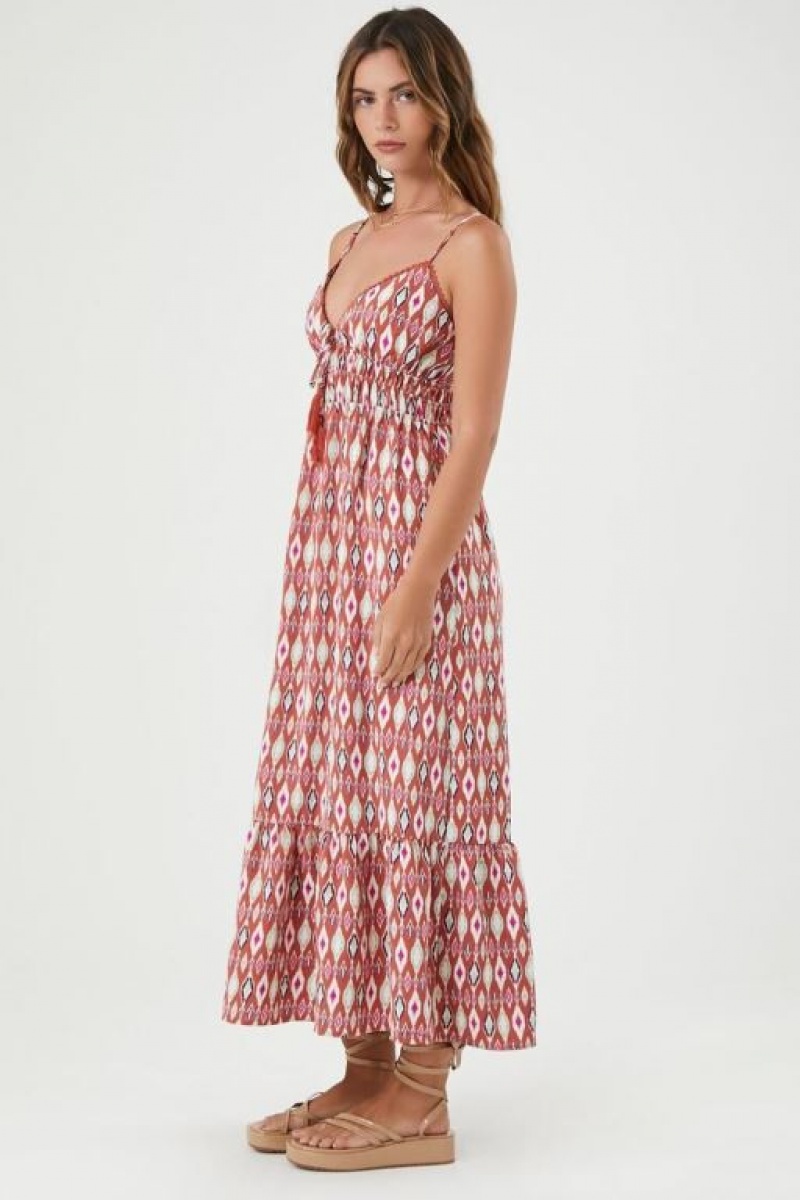 Vestido Forever 21 Geo Print Tassel Cami Maxi Mujer Marrones Multicolor | jzhx4iSGAhJ