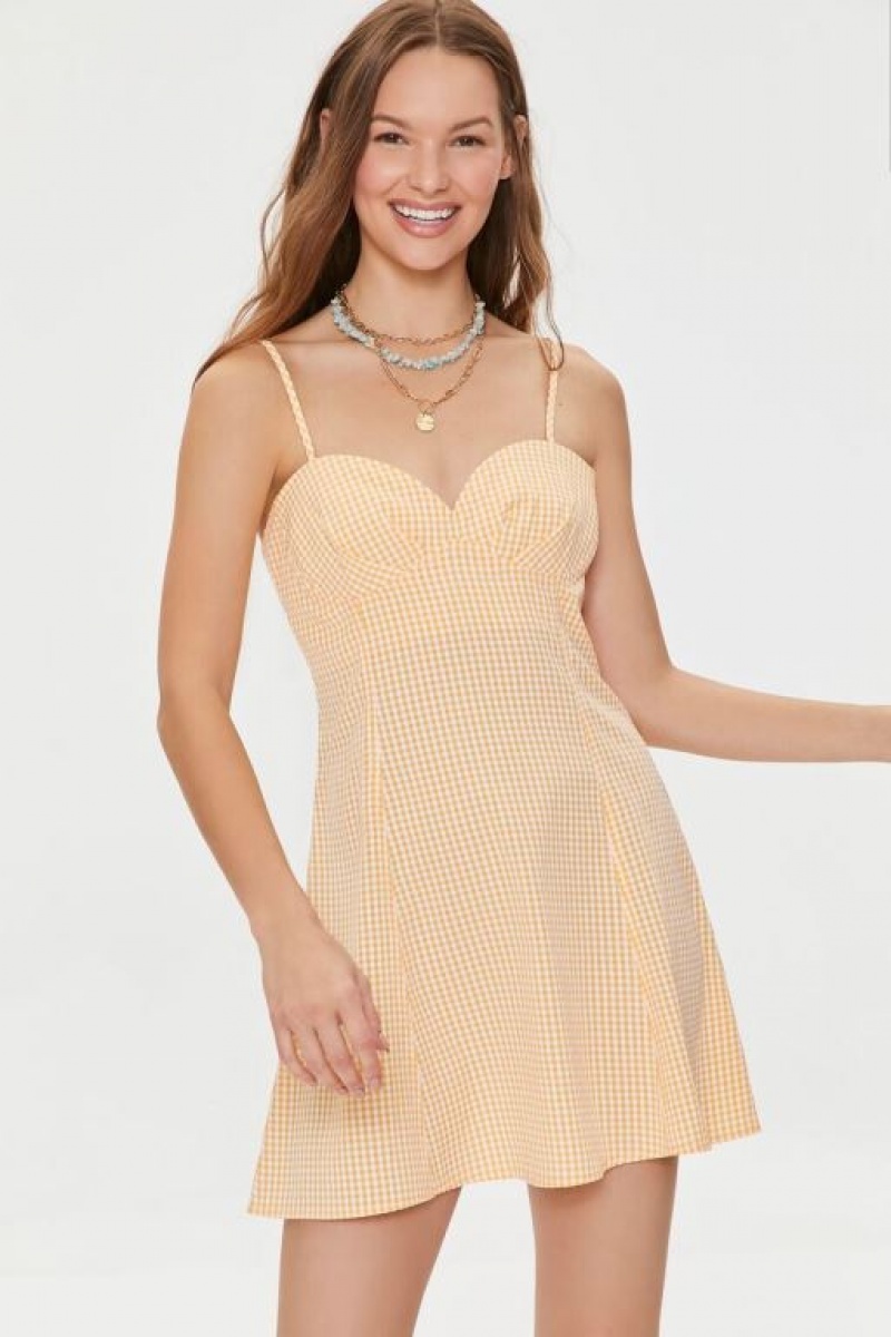 Vestido Forever 21 Gingham Cami Mini Mujer Naranjas Multicolor | DN83wXiXDMA