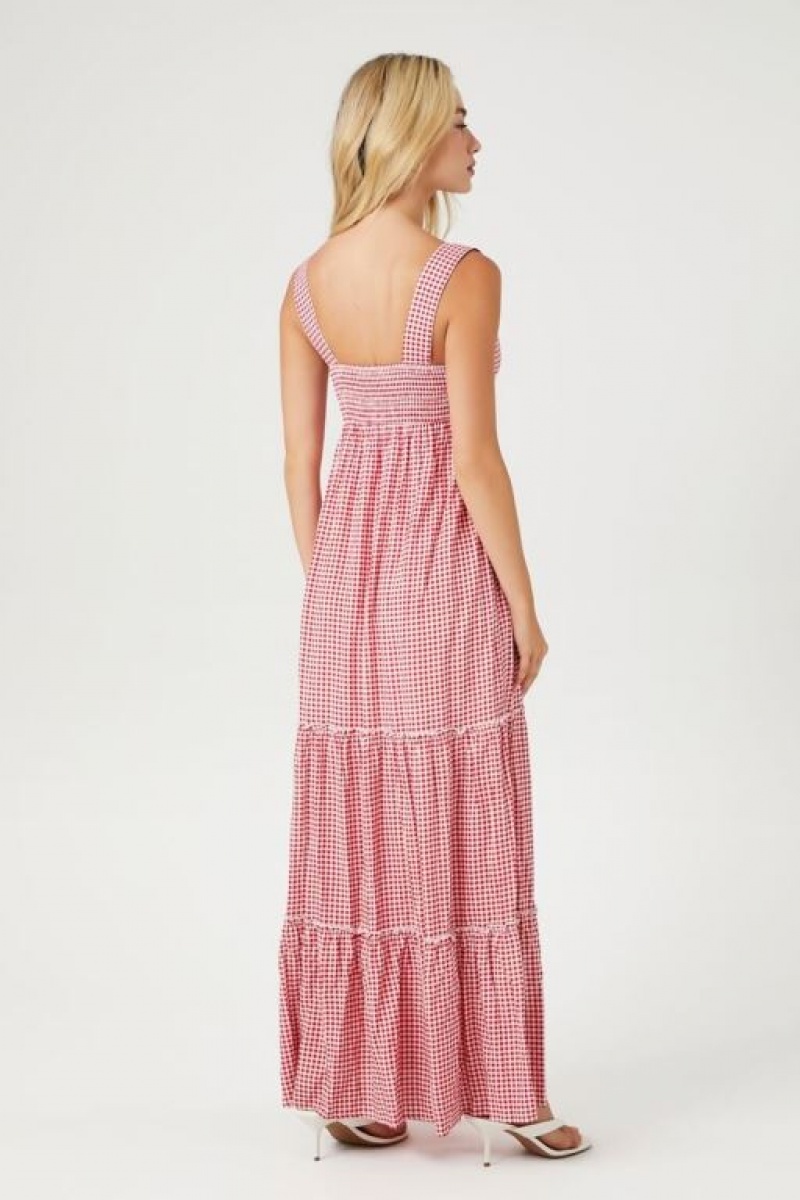 Vestido Forever 21 Gingham Maxi Mujer Rojas Blancas | 2RY5siswidb