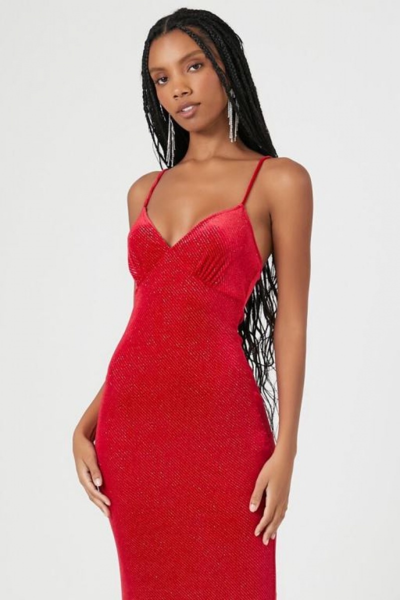 Vestido Forever 21 Glitter Cami Maxi Mujer Rojas Doradas | RGDIwIOoSl3