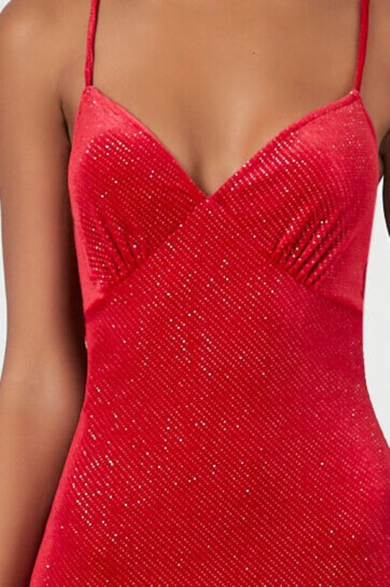 Vestido Forever 21 Glitter Cami Maxi Mujer Rojas Doradas | RGDIwIOoSl3