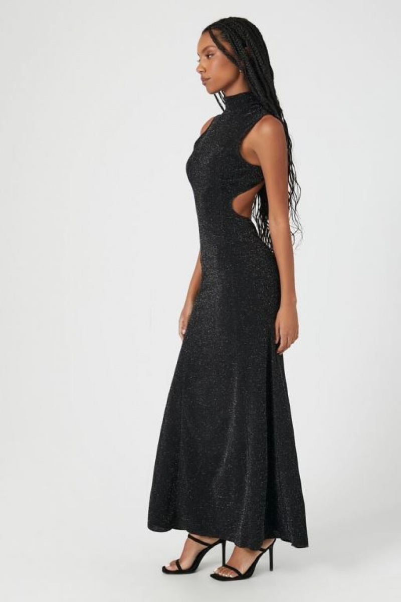 Vestido Forever 21 Glitter Cutout Maxi Mujer Negras | 8P6rvU26Xrl