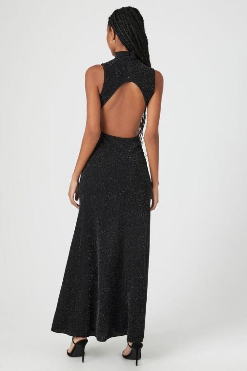 Vestido Forever 21 Glitter Cutout Maxi Mujer Negras | 8P6rvU26Xrl