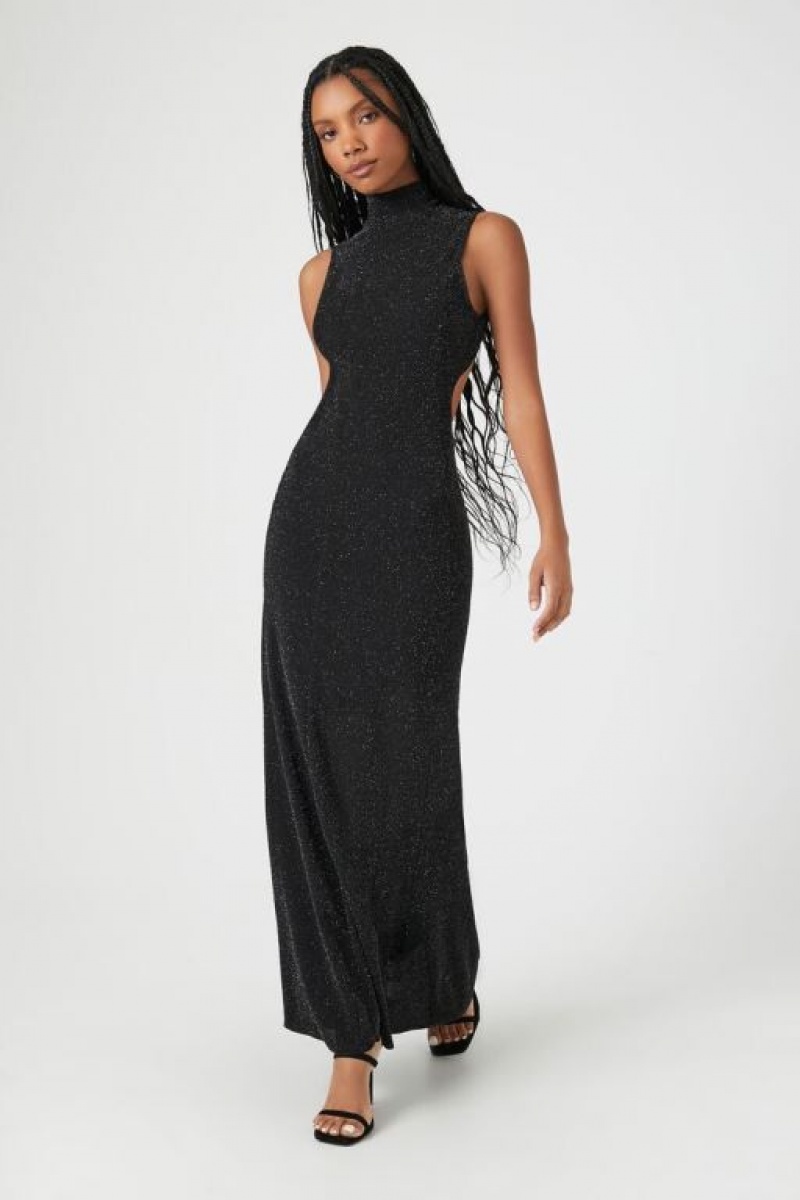 Vestido Forever 21 Glitter Cutout Maxi Mujer Negras | 8P6rvU26Xrl