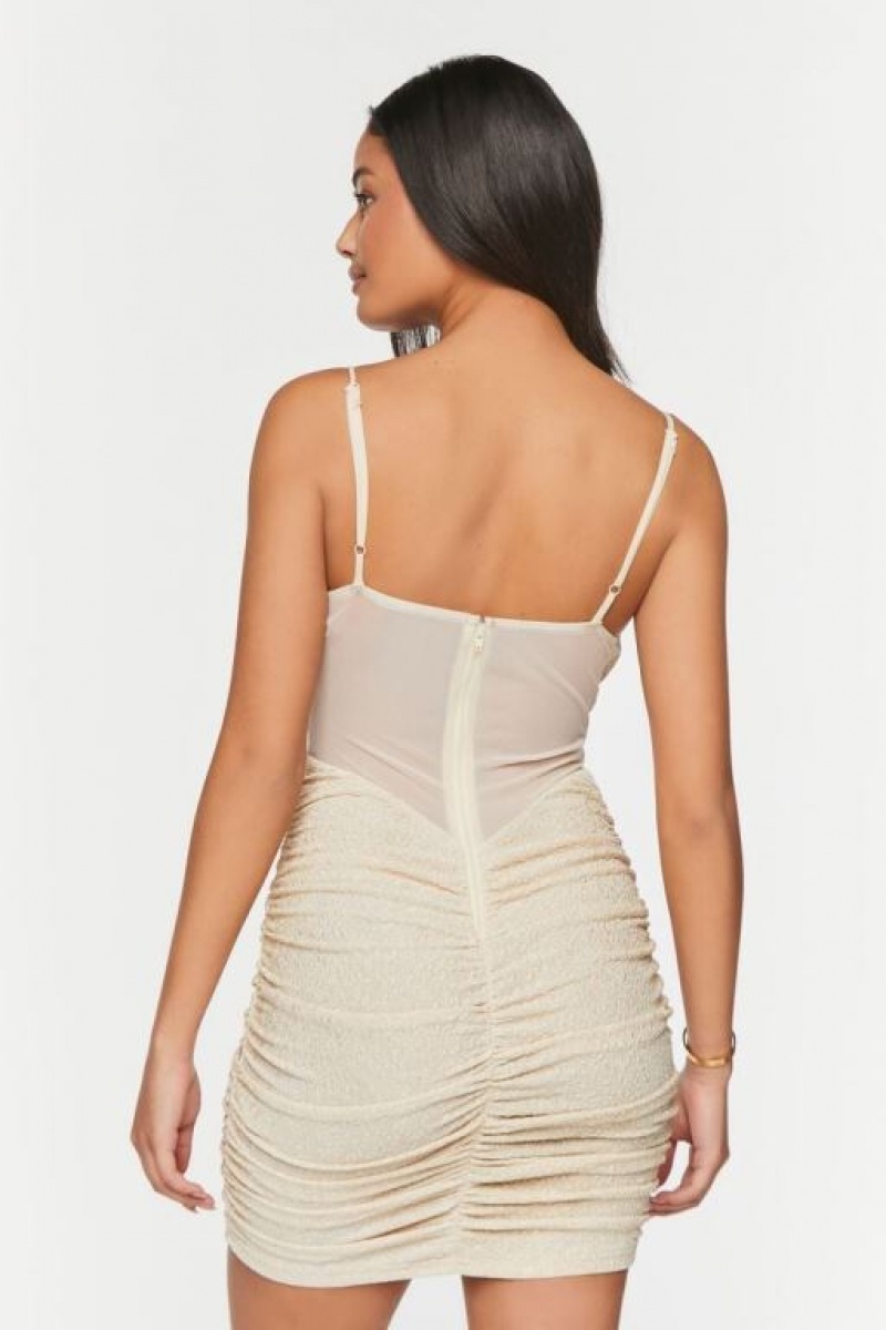 Vestido Forever 21 Glitter Knit Bustier Bodycon Mujer Creme | ZJ9ehdjqGna