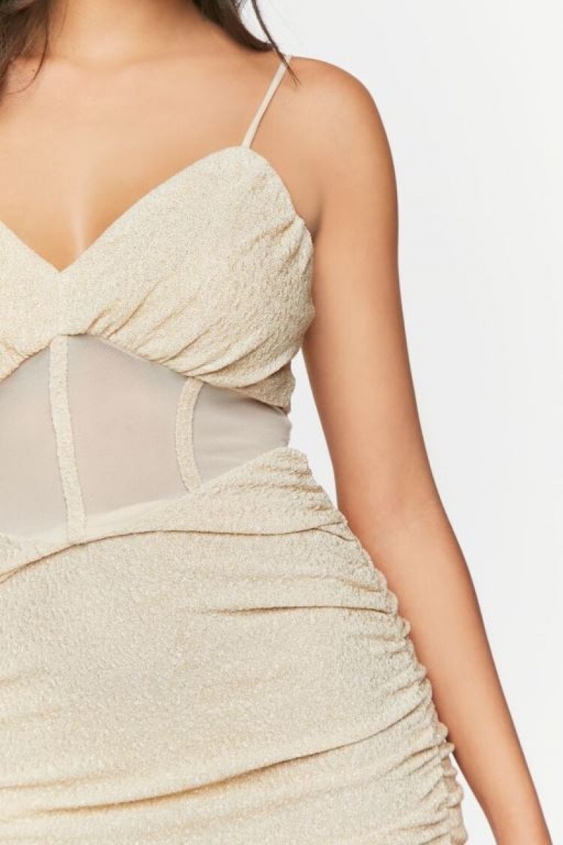 Vestido Forever 21 Glitter Knit Bustier Bodycon Mujer Creme | ZJ9ehdjqGna