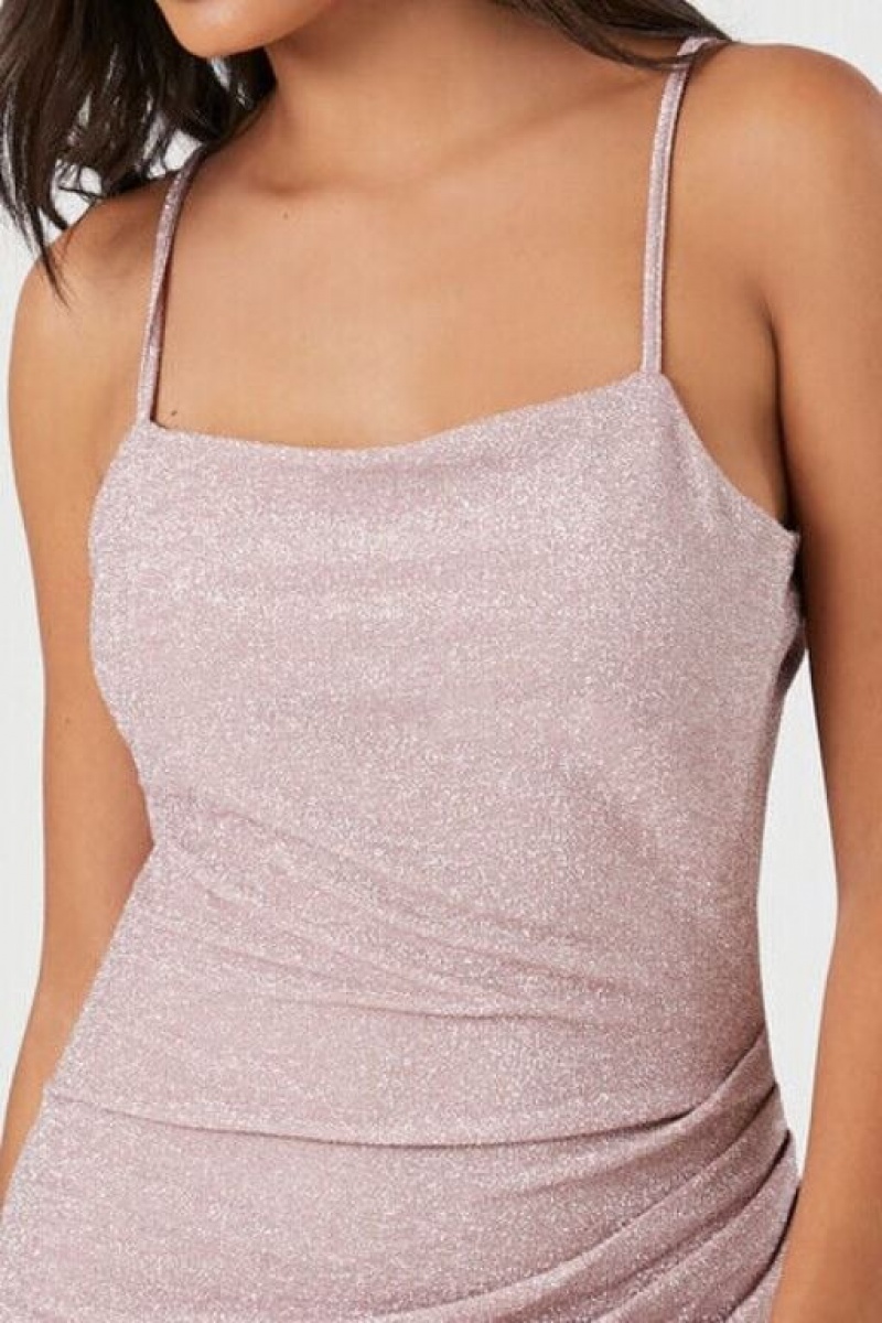 Vestido Forever 21 Glitter Knit Cami Mini Mujer Rosas Plateadas | E38nz8fFZBI