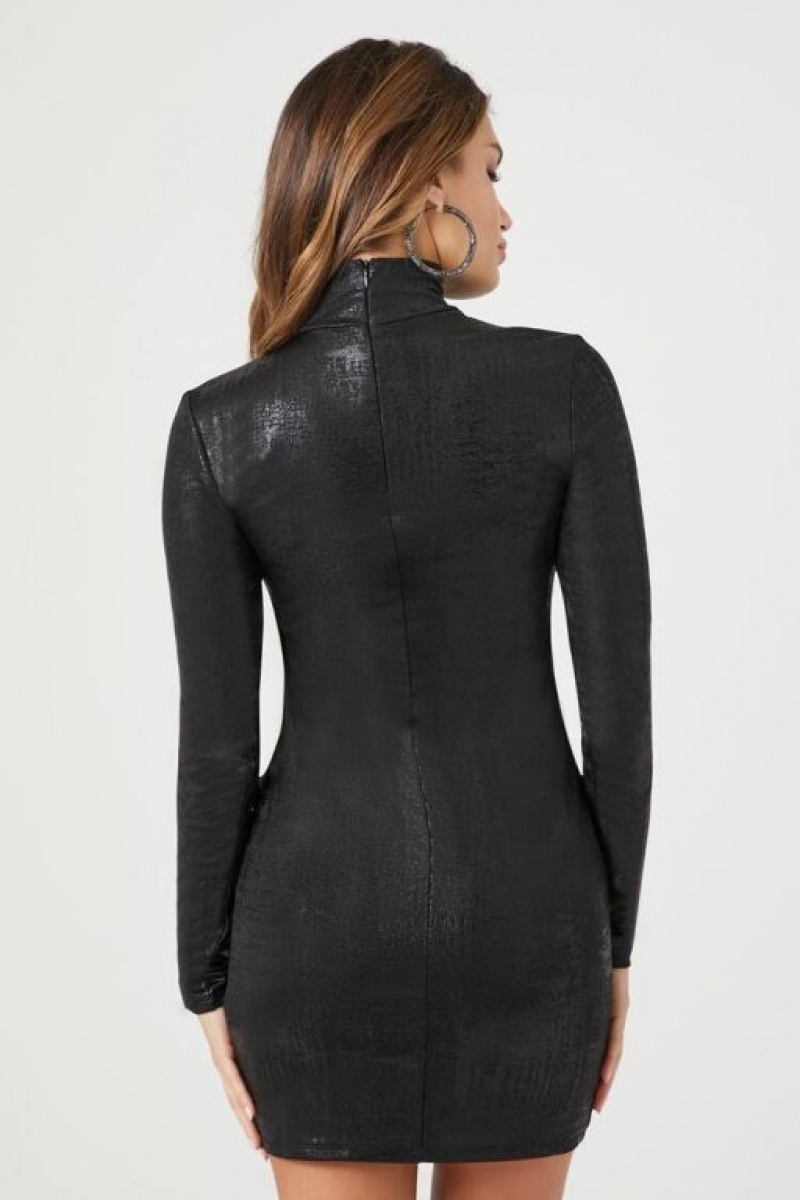 Vestido Forever 21 Glitter Knit Turtleneck Mini Mujer Negras | kZ9ihD6NWdm