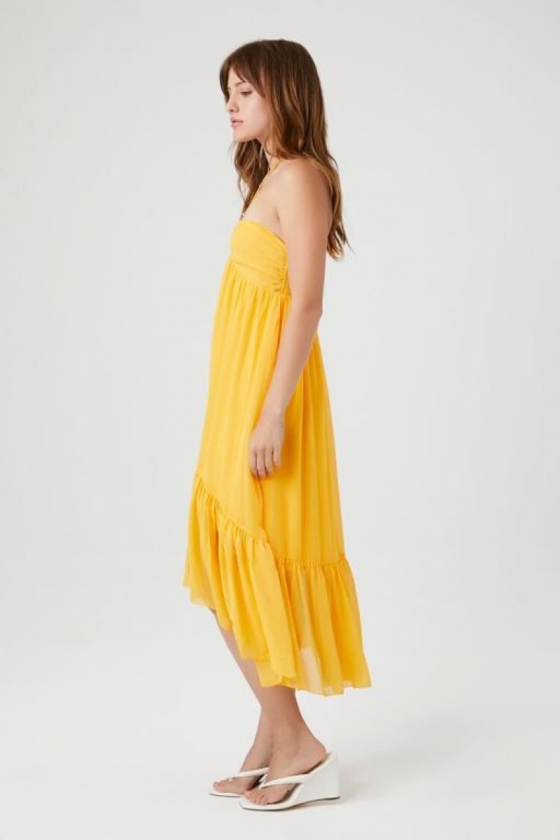 Vestido Forever 21 High Low Halter Maxi Mujer Naranjas | PQWjGoClKed