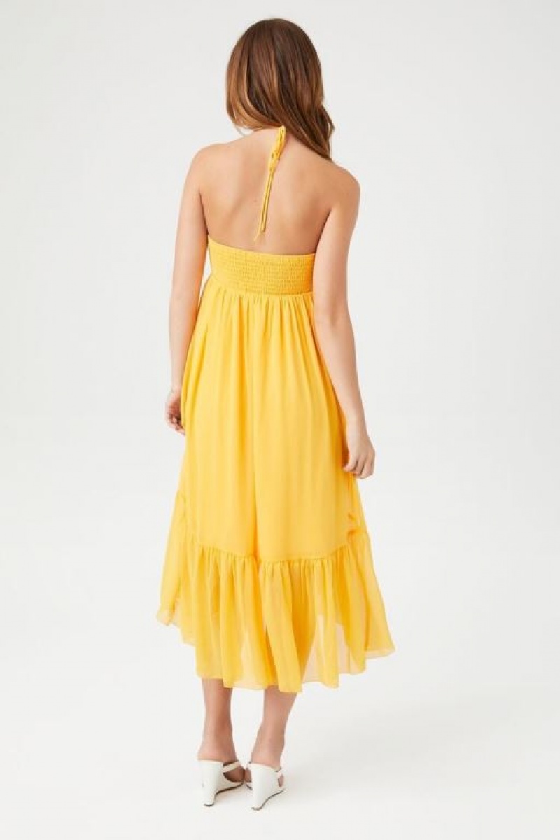 Vestido Forever 21 High Low Halter Maxi Mujer Naranjas | PQWjGoClKed