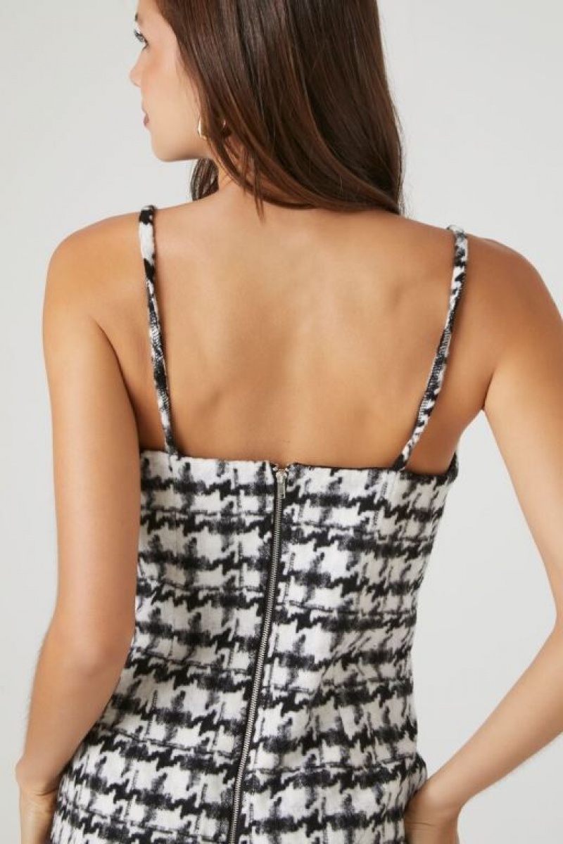 Vestido Forever 21 Houndstooth Sweetheart Mini Mujer Negras Blancas | B1R98vVviBN