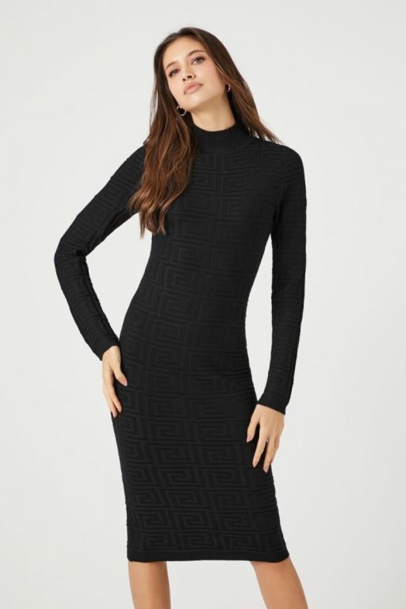 Vestido Forever 21 Jacquard Geo Midi Mujer Negras | gEsKLahe2Wb