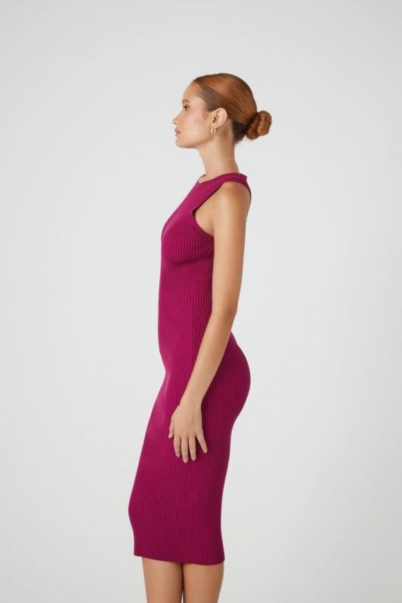 Vestido Forever 21 Knit Bodycon Midi Mujer Berry | Ww7uRvcw44P