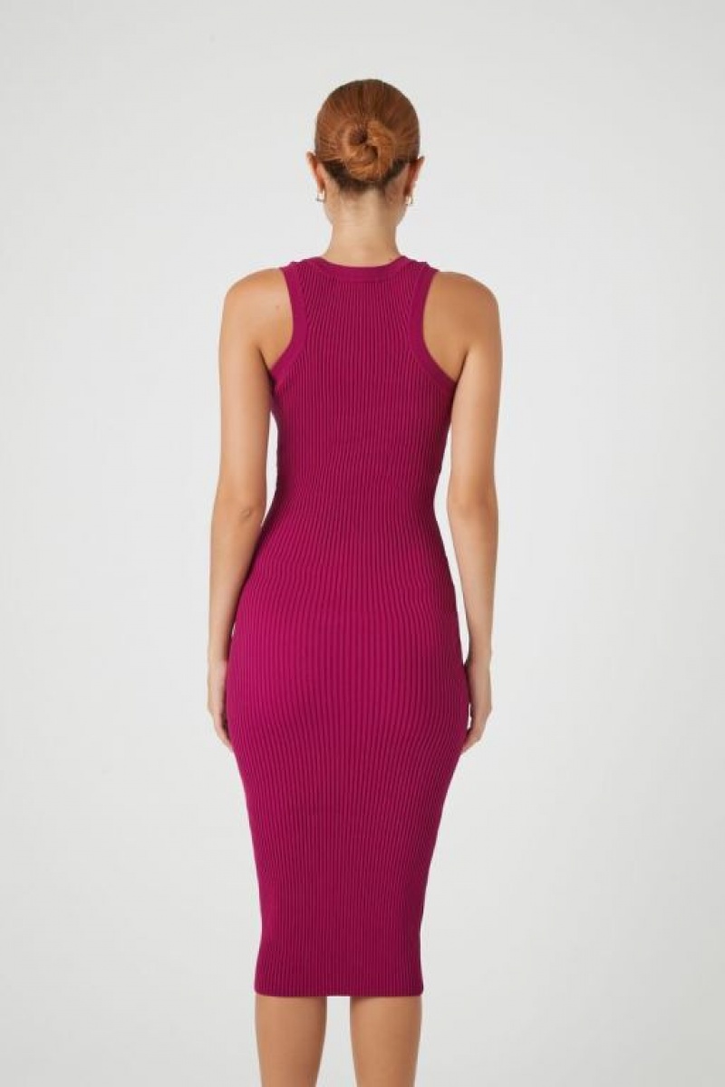 Vestido Forever 21 Knit Bodycon Midi Mujer Berry | Ww7uRvcw44P