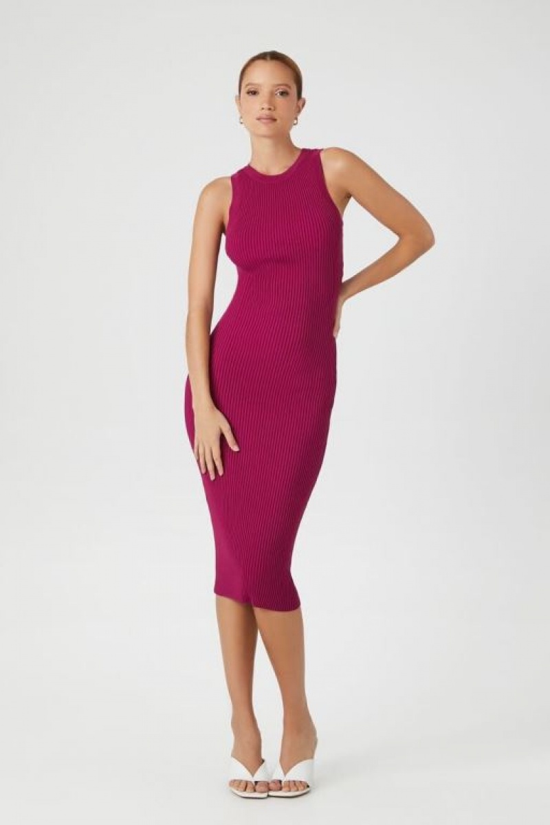 Vestido Forever 21 Knit Bodycon Midi Mujer Berry | Ww7uRvcw44P