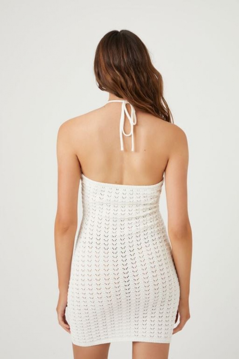 Vestido Forever 21 Knit Halter Mini Mujer Blancas | vDmnNx94jIA