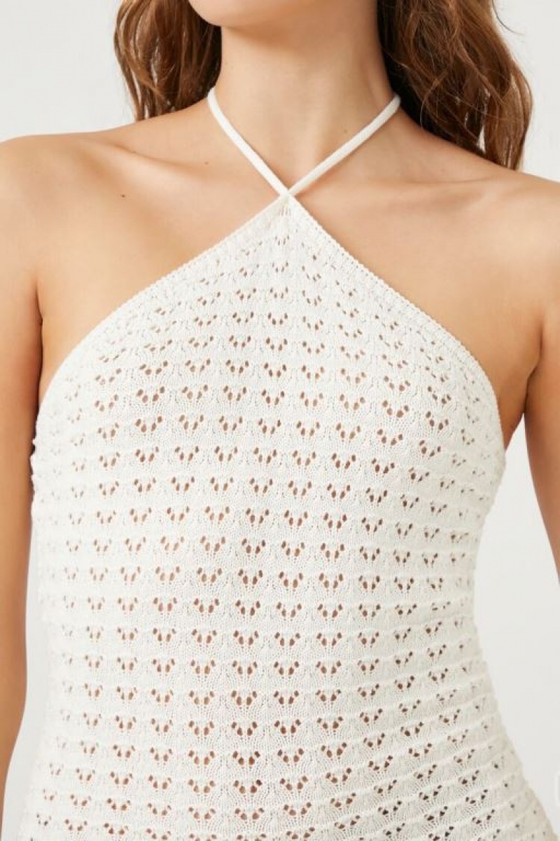 Vestido Forever 21 Knit Halter Mini Mujer Blancas | vDmnNx94jIA