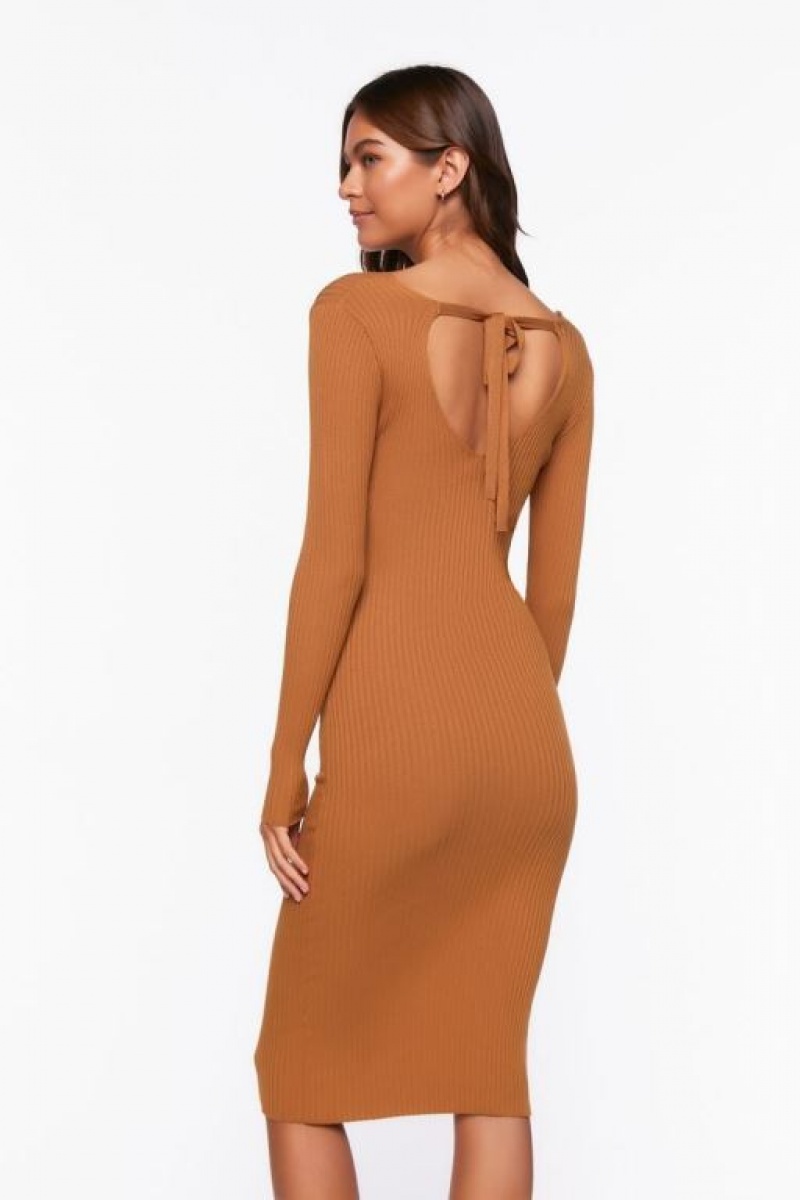 Vestido Forever 21 Knit Midi Mujer Marrones | Y6II6XKyz6S