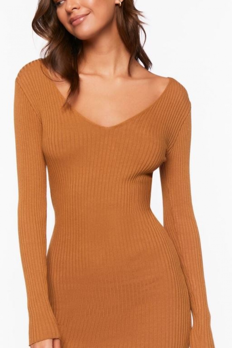 Vestido Forever 21 Knit Midi Mujer Marrones | Y6II6XKyz6S